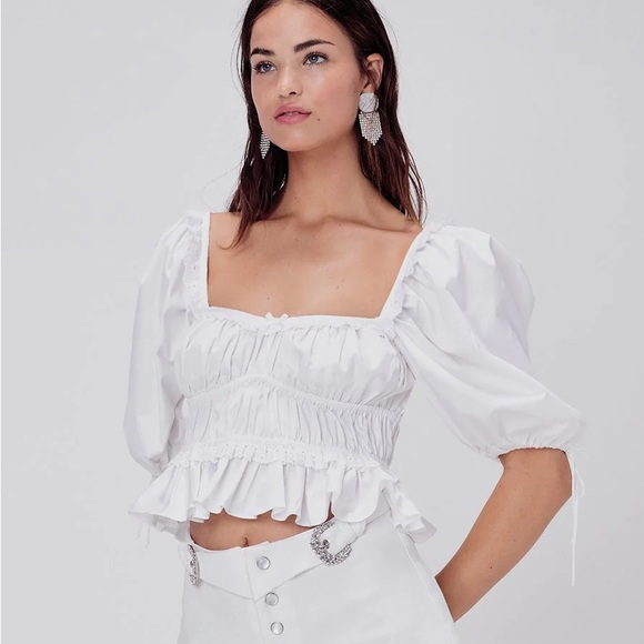 For Love And Lemons Tops - FOR LOVE & LEMONS JACKSON CROP TOP IN IVORY